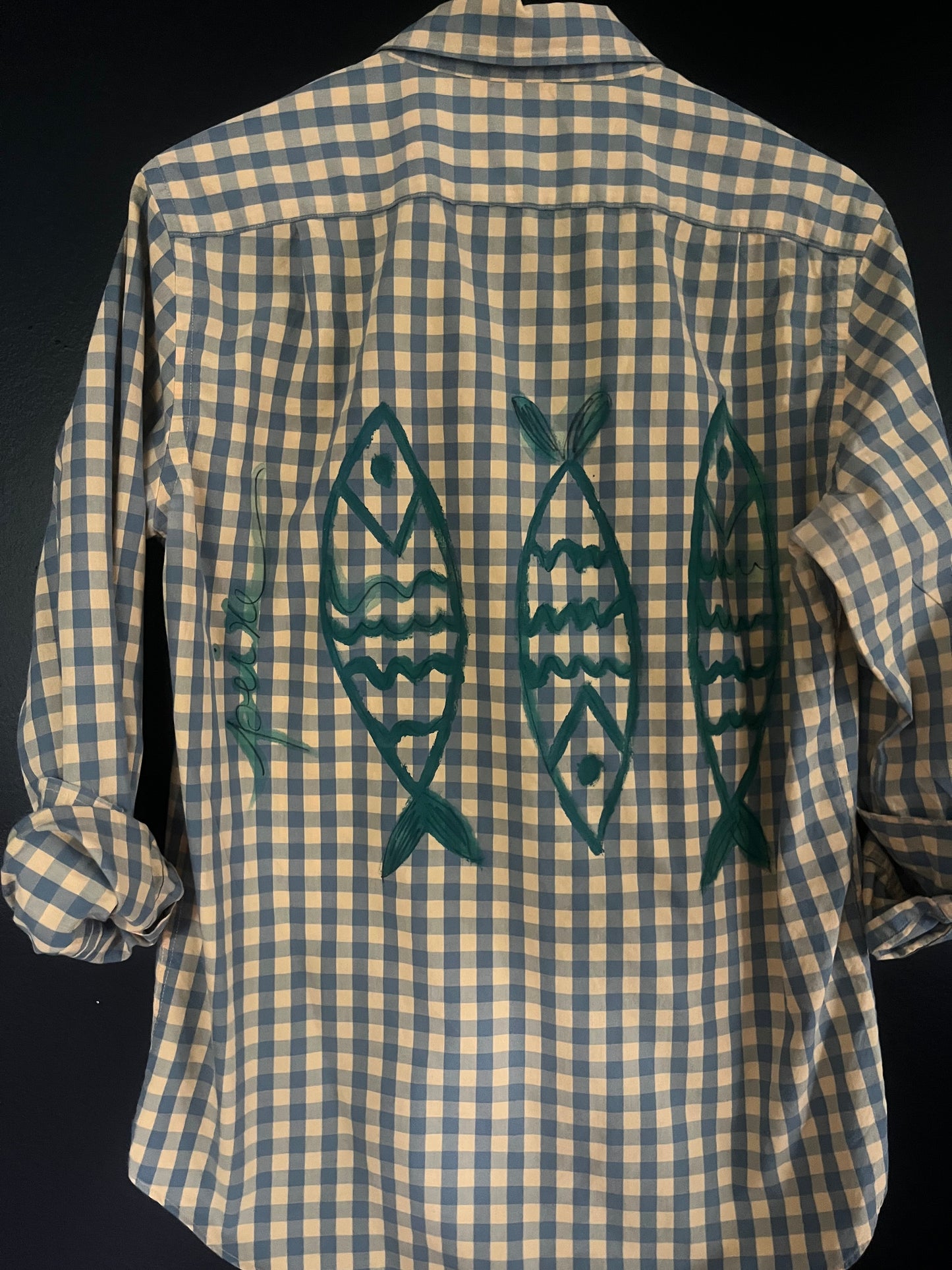 Upcycled J.Crew Shirt - Gone Fishing in Gingham
