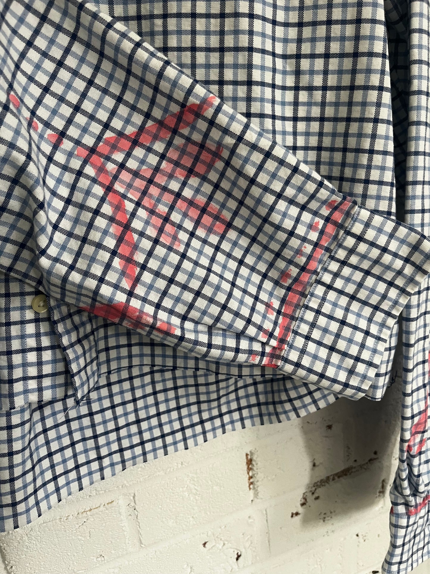 Upcycled Ralph Lauren Cropped Check Shirt – Hand-Painted Western Pink