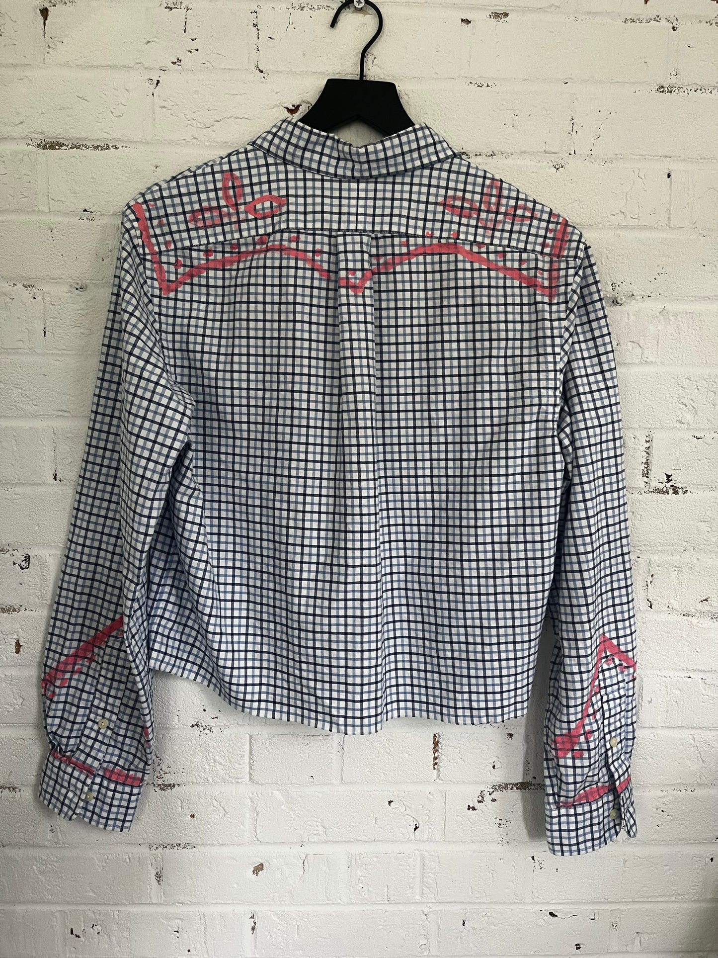 Upcycled Ralph Lauren Cropped Check Shirt – Hand-Painted Western Pink