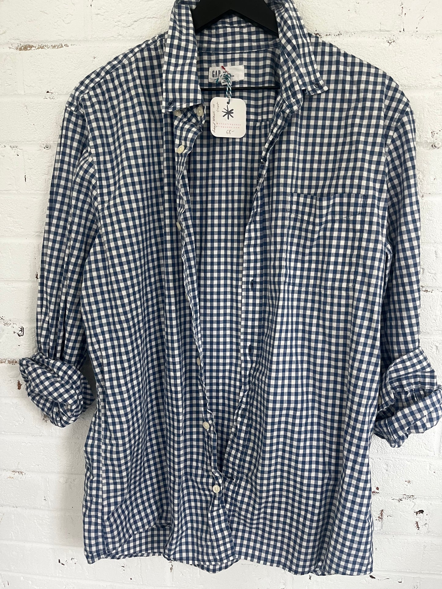Upcycled Gap Navy Gingham Star Shirt