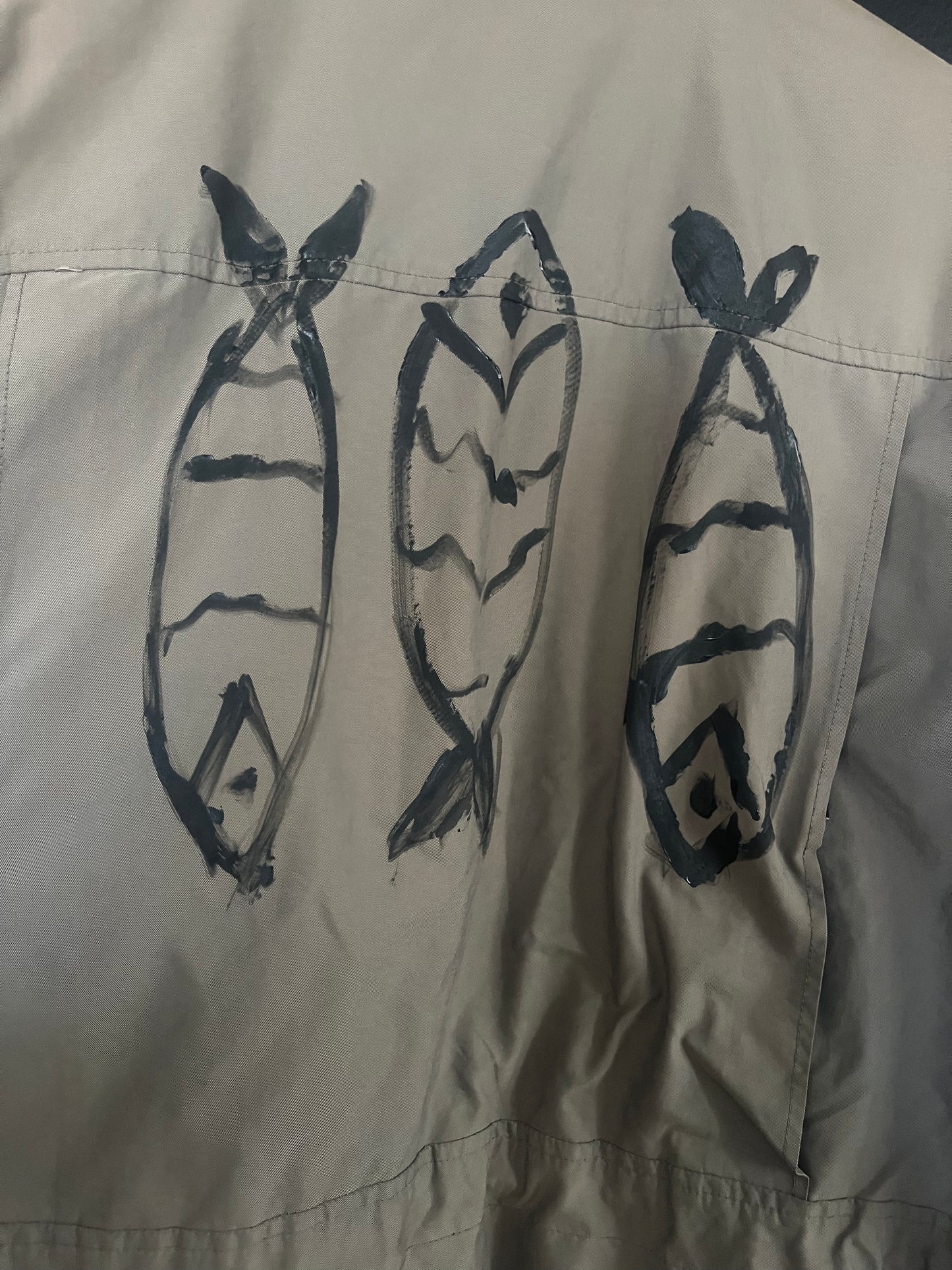 Vintage Banana Republic Field Rain Jacket – Hand-Painted Fish Design