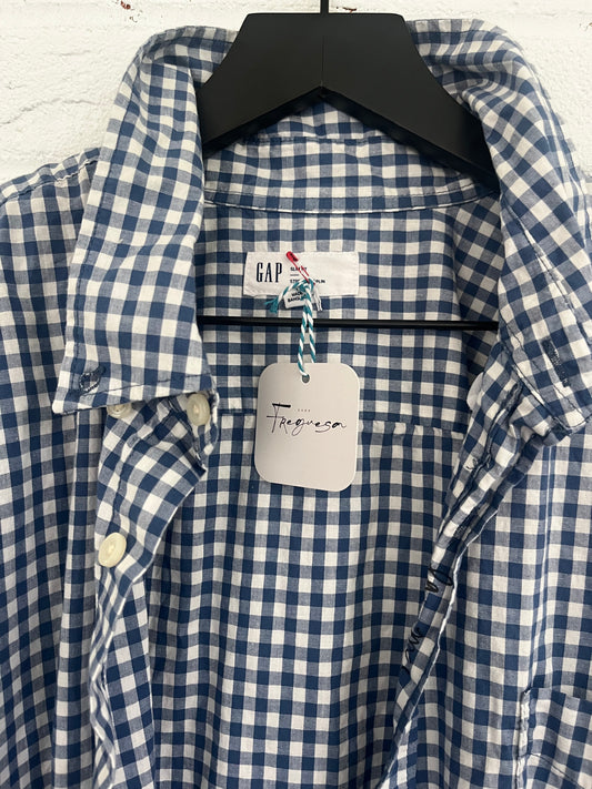 Upcycled Gap Navy Gingham Star Shirt